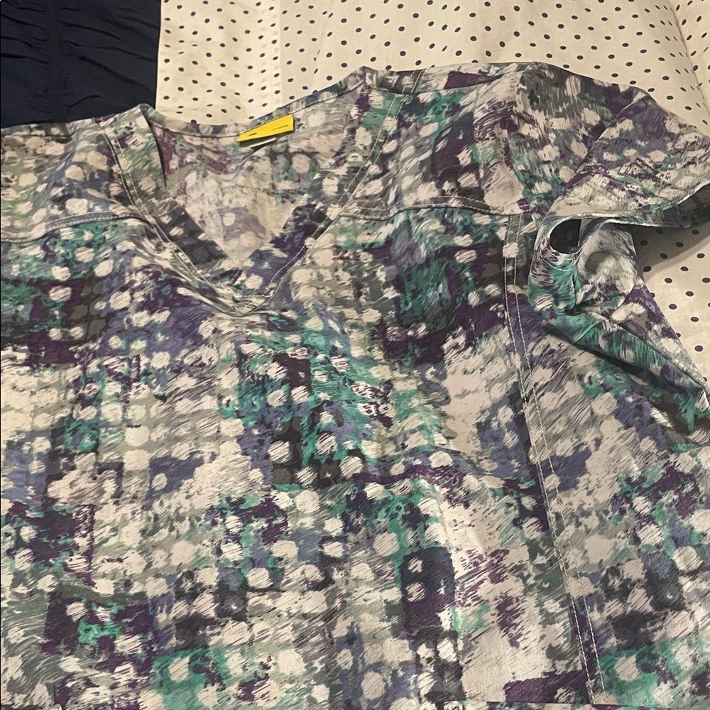 WonderWink Women's Scrub Top in Teal, Purple, Gray and White